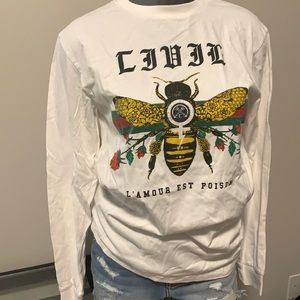 Civil regime size small white long sleeve graphic